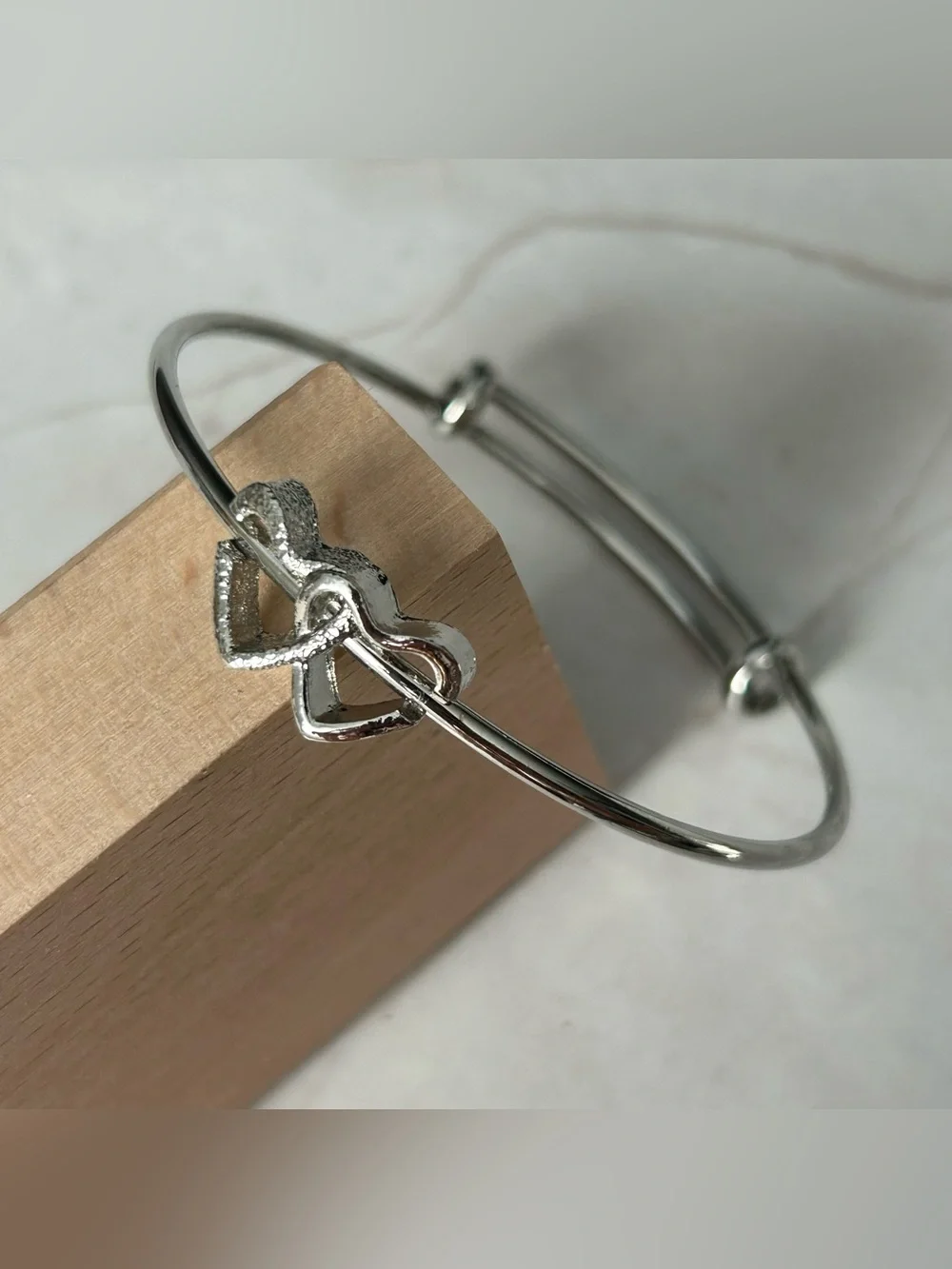Silver Hearts Adjustable Bangle Bracelet